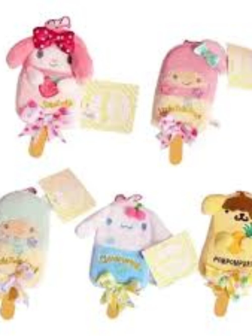 Sanrio Kiki Lala Purin My Melody Cinnamoroll Popsicle Plush Key Chain Set